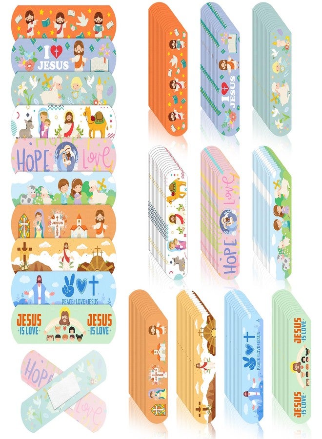 Threlaco 400 Pcs Jesus Bandages Jesus Adhesive Bandages Kids Adults Bulk 2.83x0.75'' Christian Gifts God Bless You Waterproof PE Heals Bandage for Boo Boo Church Sunday School Supplies, Latex Free - Image 1